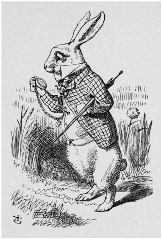 White Rabbit looking at his watch