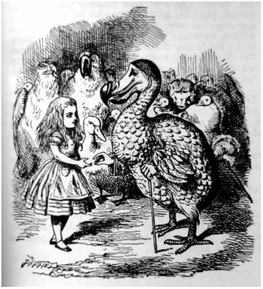 Alice accepting a thimble from Dodo