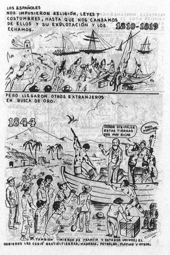La llegada de los extranjeros dibujada por Ulianov Chalarka, Lomagrande, p. 11